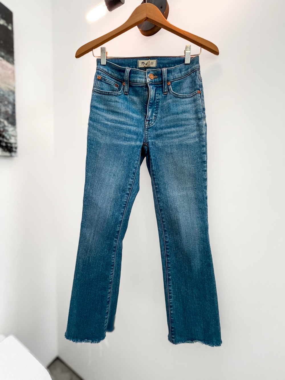 Madewell Mid-Rise Kick Out Blue Jeans Raw Hem